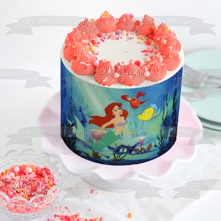 Imagen comestible para tarta de Disney La Sirenita Ariel Flounder Sebastian ABPID09276