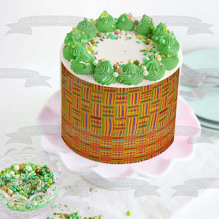 Kenya Kente Cloth Background Edible Cake Topper Image ABPID10297