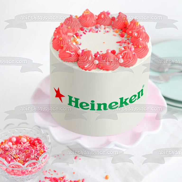 Imagen comestible para decoración de tarta con el logotipo de Heineken, estrella roja, ABPID10536