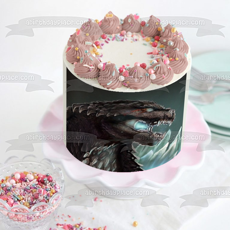 Imagen comestible para decoración de tarta con fondo negro de Godzilla ABPID10351
