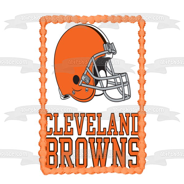 Cleveland Browns Orange Logo Football Helmet NFL Edible Cake Topper Image ABPID10463