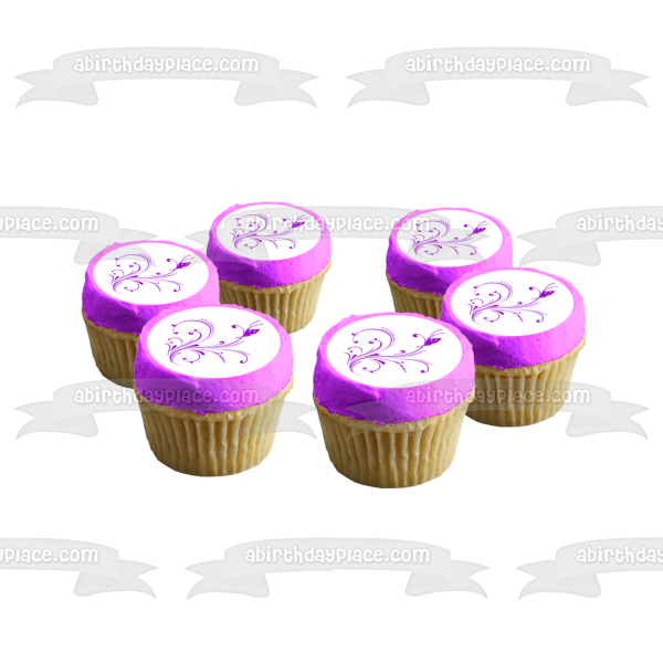 Purple Whimsical Butterfly Edible Cake Topper Image ABPID10719