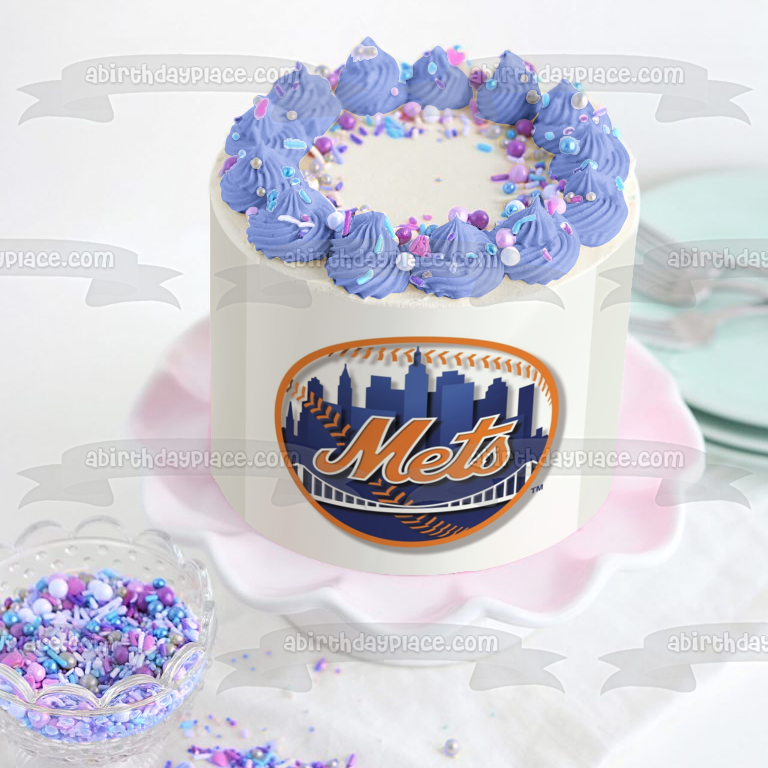 New York Mets Logo MLB Edible Cake Topper Image ABPID10756