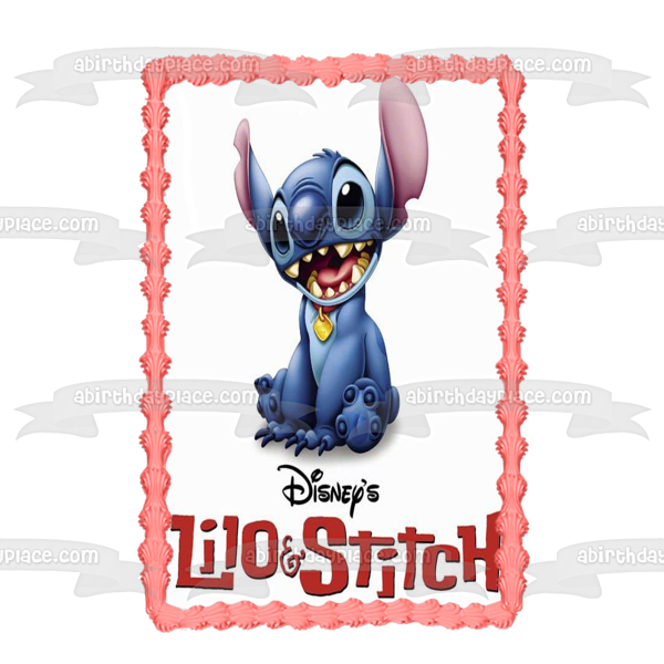 Disney Lilo and Stitch Stitch Smiling Edible Cake Topper Image ABPID11060