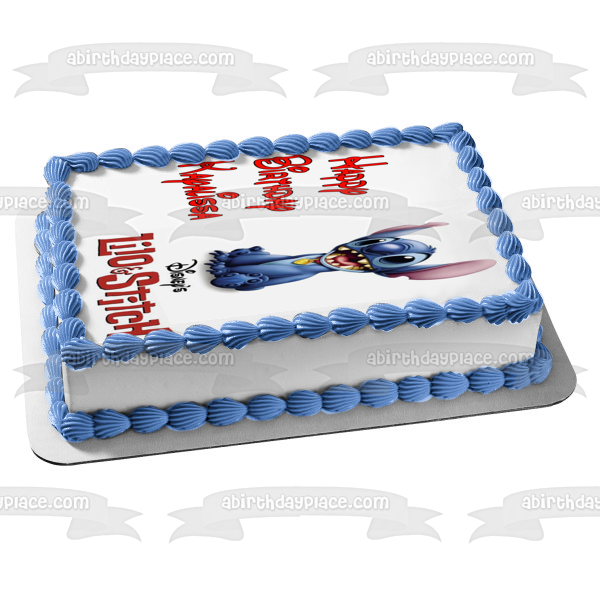 Disney Lilo and Stitch Stitch Smiling Edible Cake Topper Image ABPID11060
