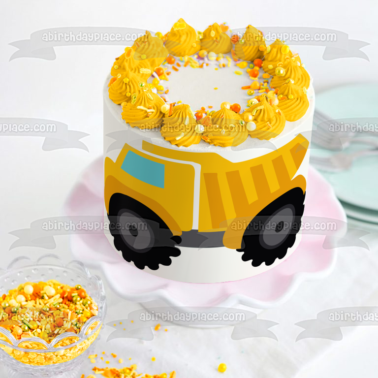Construction Equipment Dump Truck Edible Cake Topper Image ABPID11144