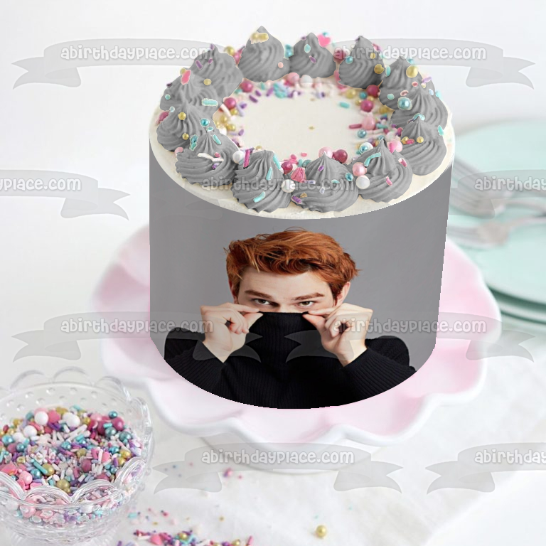 Riverdale Archie Andrews Kj Apa Grey Background Edible Cake Topper Image ABPID11364