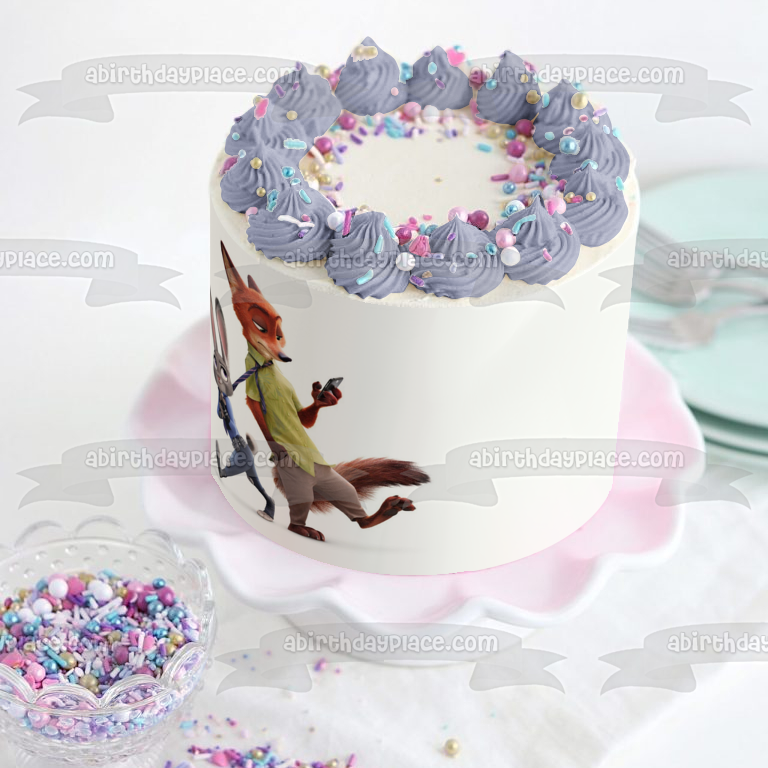 Zootopia Lt. Judy Hopps Nick Wilde Edible Cake Topper Image ABPID11263