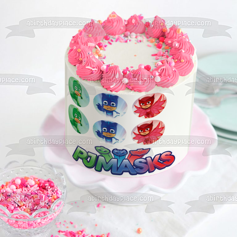 Pj Masks Logo Cat Boy Gekko Owlette Adorno comestible para tarta Imagen ABPID11406