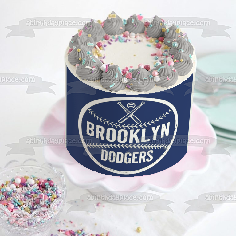 Brooklyn Dodgers Baseball Logo Edible Cake Topper Image ABPID55620