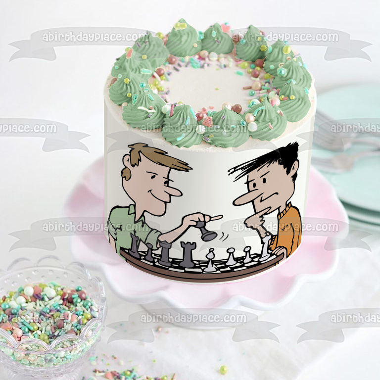 Ilustración de dibujos animados de club de ajedrez imagen comestible para decoración de tarta ABPID55635
