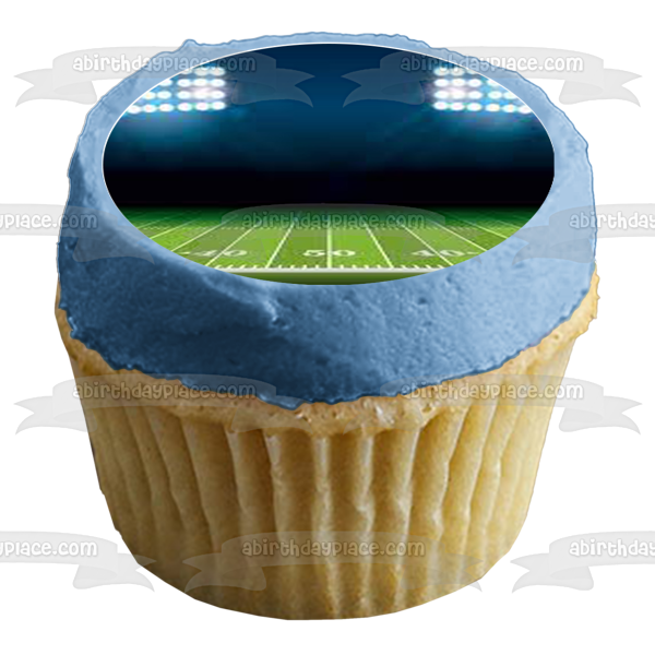 Football Stadium with Spotlights Edible Cupcake Topper Images ABPID55943