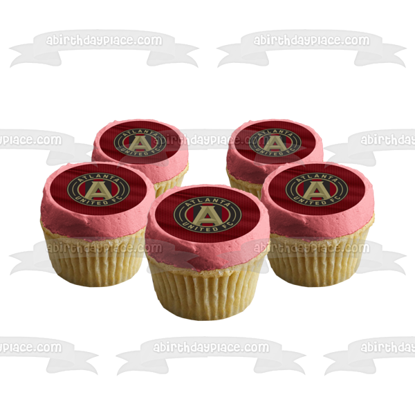 Atlanta United FC Logo Red Jersey Background Edible Cake Topper Image ABPID55848