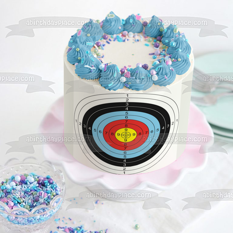 Archery Numbered Target Bullseye Shooting Sport Edible Cake Topper Image ABPID55858
