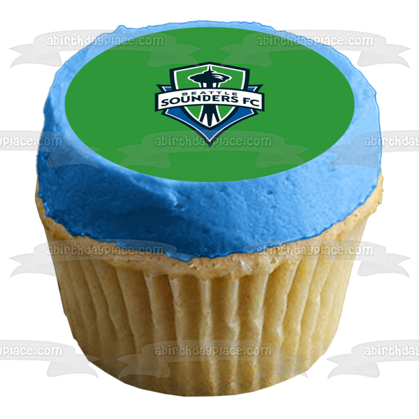 Mls Seattle Sounders FC Logo with Space Needle Edible Cake Topper Image ABPID55896