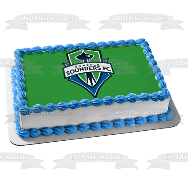 Mls Seattle Sounders FC Logo with Space Needle Edible Cake Topper Image ABPID55896