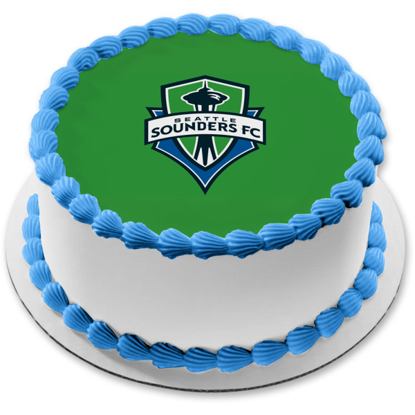 Mls Seattle Sounders FC Logo with Space Needle Edible Cake Topper Image ABPID55896