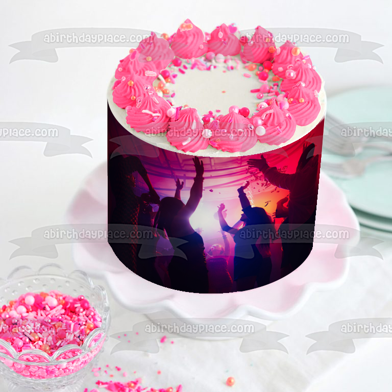 Dance Party Shadow Silhouette Underground Rave Edible Cake Topper Image ABPID55903