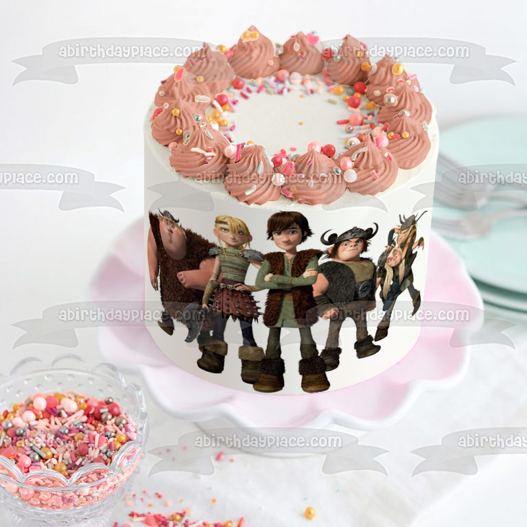 Cómo entrenar a tu dragón Astrid Hipo Patapez Ruffnut Tuffnug Mocoso Adorno comestible para tarta Imagen ABPID12176