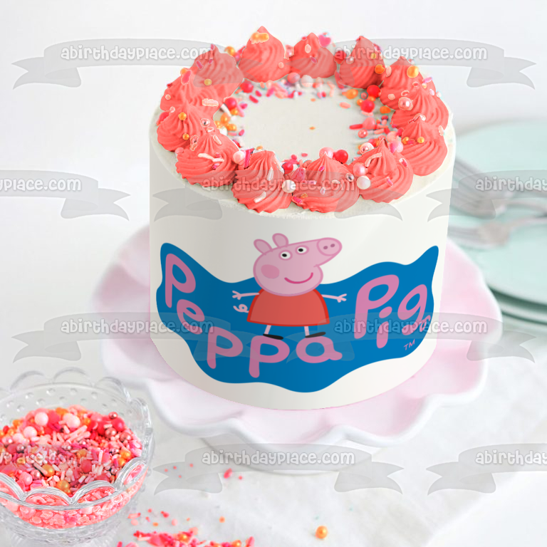 Peppa Pig Logo Edible Cake Topper Image ABPID12364