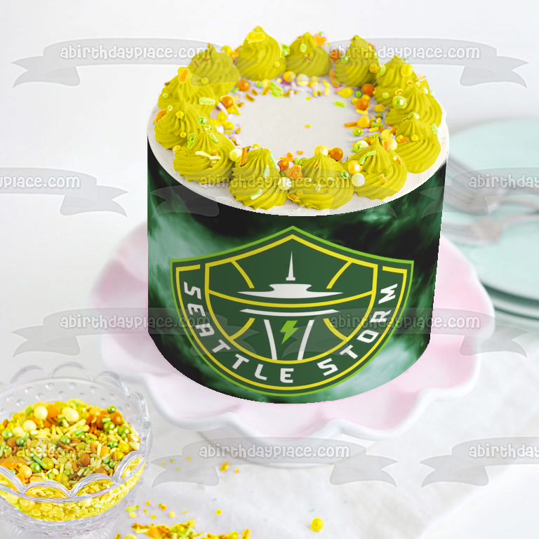 Wnba Seattle Storm Space Needle Team Logo Edible Cake Topper Image ABPID56034