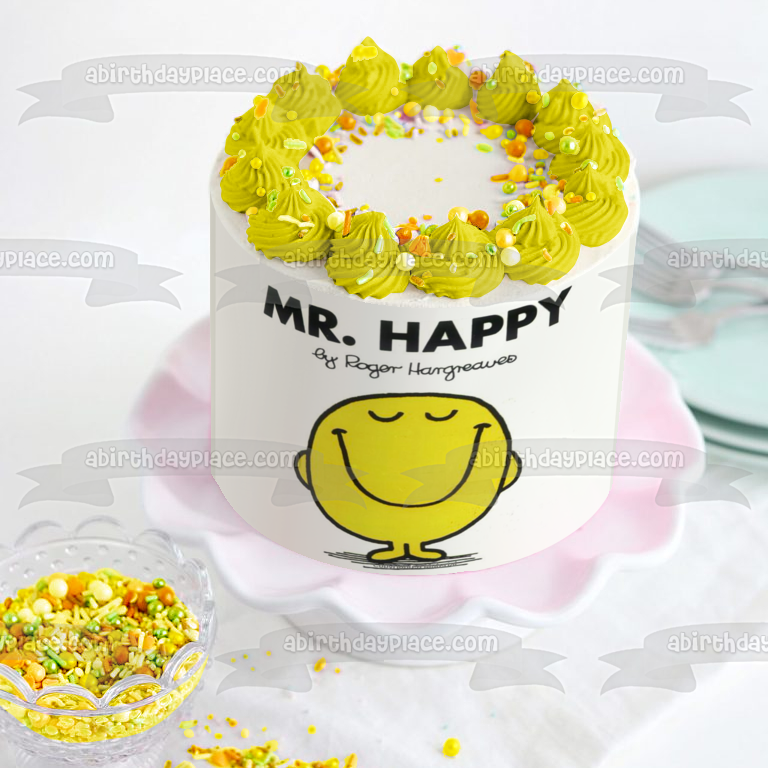Mr. Men Mr. Happy Edible Cake Topper Image ABPID12225