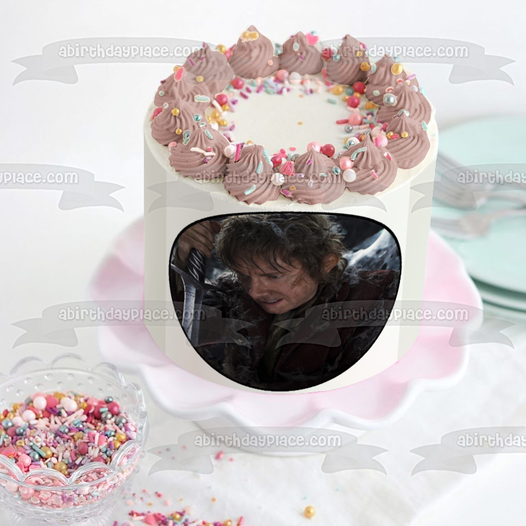 The Hobbit The Desolation of Smaug Bilbo Baggins Sword Edible Cake Topper Image ABPID12240