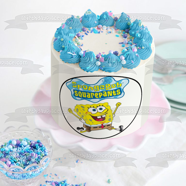 SpongeBob SquarePants Jumping Edible Cake Topper Image ABPID12429