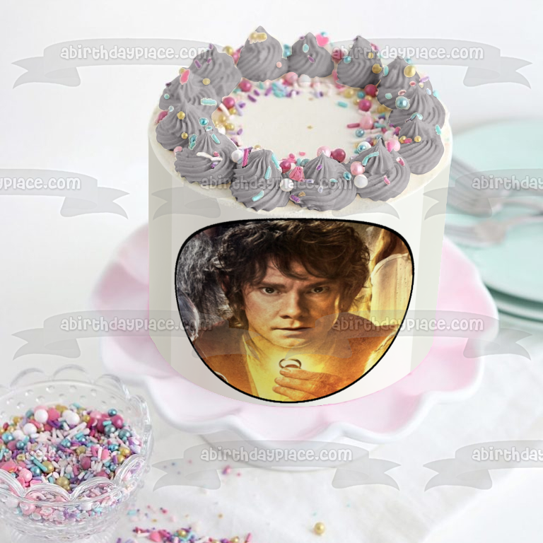 The Hobbit The Desolation of Smaug Bilbo Baggins the One Ring to Rule Them All Edible Cake Topper Image ABPID12248