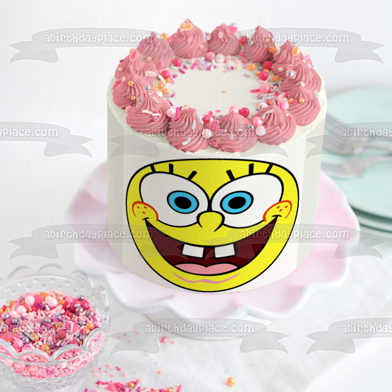 SpongeBob SquarePants Circle Face Edible Cake Topper Image ABPID12433