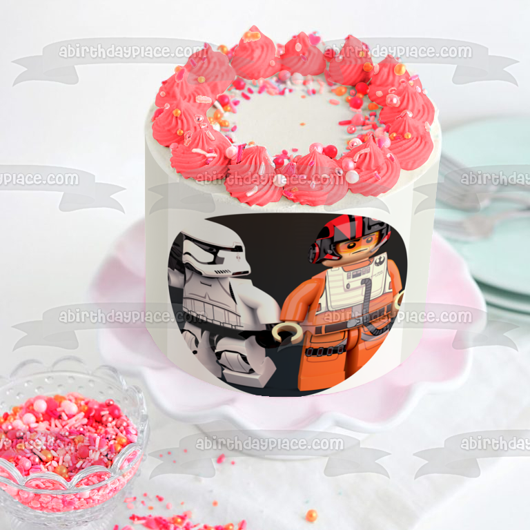 LEGO Star Wars Storm Trooper Rebel Pilot Edible Cake Topper Image ABPID12678