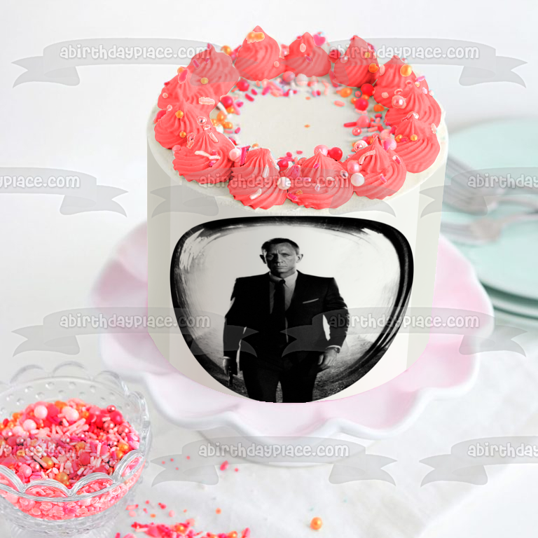 James Bond 007 Pierce Brosnan Gun Edible Cake Topper Image ABPID12873
