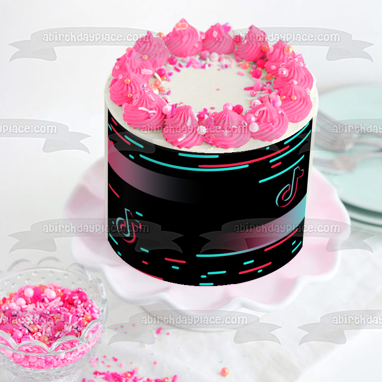 Tik Tok Color Bars Customizable Photo Frame Edible Cake Topper Image ABPID56052