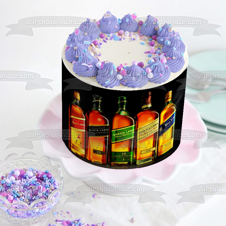 Johnnie Walker Scotch Whiskey Red Label Black Label Green Label Gold Label Blue Label Edible Cake Topper Image ABPID56155