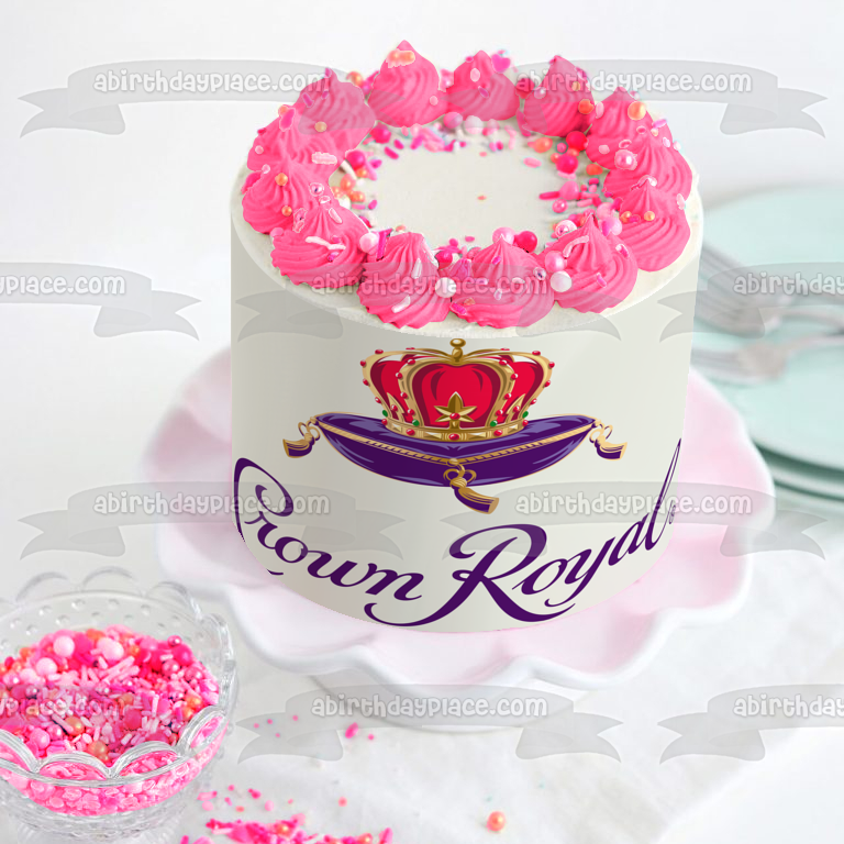 Crown Royal Canadian Whiskey Logo Edible Cake Topper Image ABPID56162