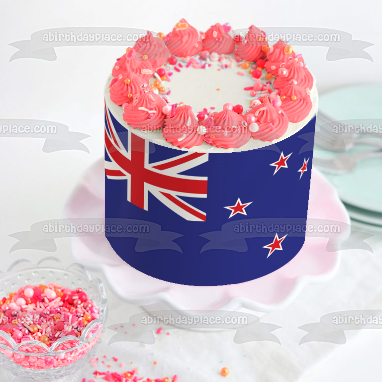 Flag of New Zealand Ensign Blue Background Red Stars Edible Cake Topper Image ABPID13115