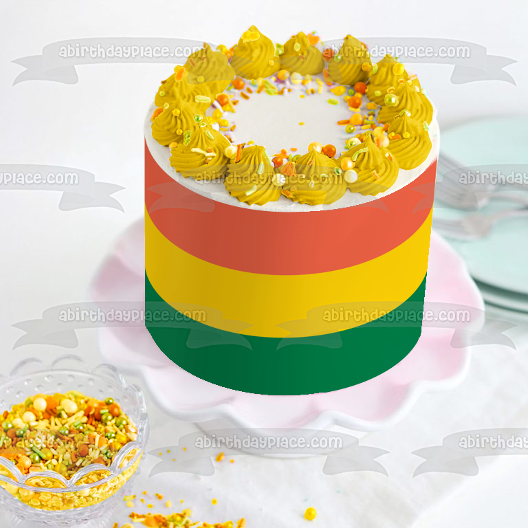 The Pan-African Flags Green Gold Red Edible Cake Topper Image ABPID13124