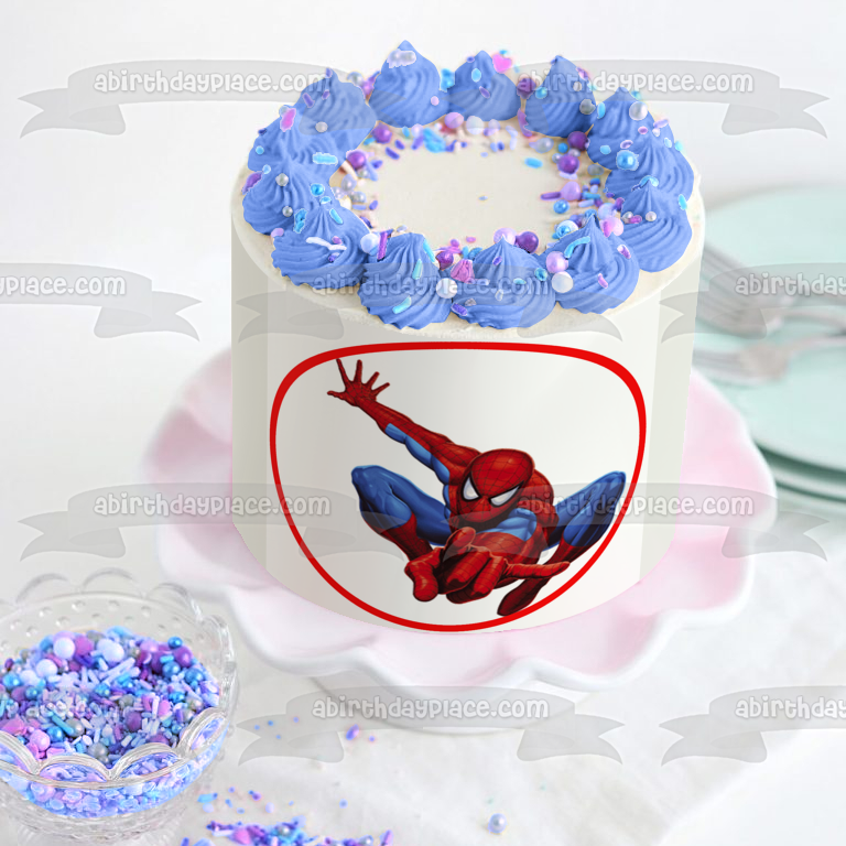 Marvel Avengers Comic Book Spider-Man Crouching Edible Cake Topper Image ABPID12761