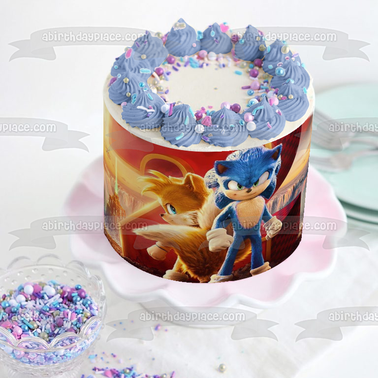 Sonic the Hedgehog 2 Tails y Sonic Edible Cake Topper Imagen ABPID56249