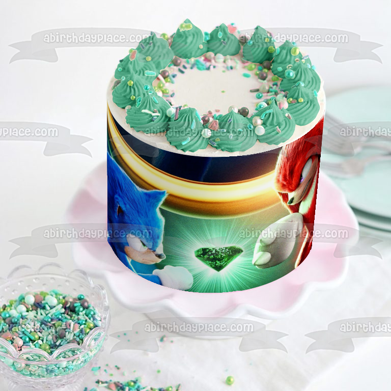 Sonic the Hedgehog 2 Knuckles Gold Rings Edible Cake Topper Image ABPID56254