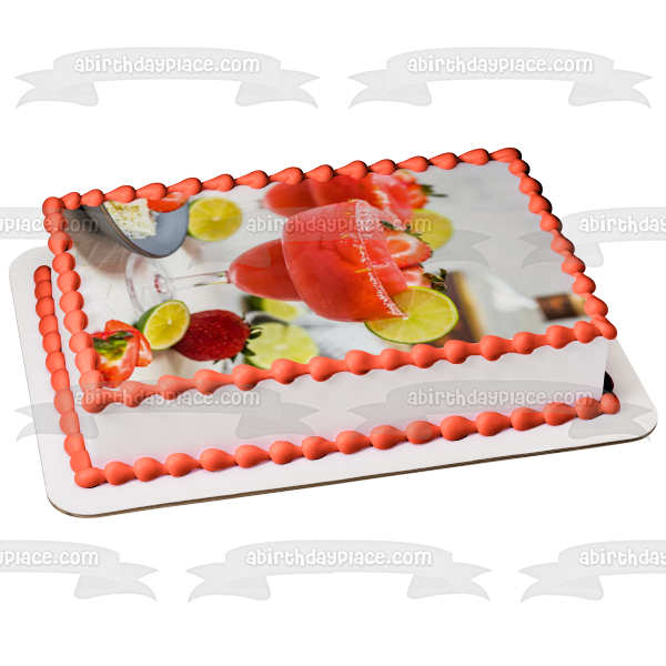 Margaritas de fresa con limas Imagen comestible para decoración de tarta ABPID56077