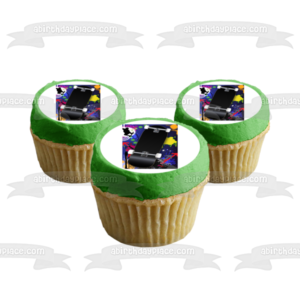 Sports Skateboarding Graffiti Splash Background Edible Cake Topper Image ABPID13191