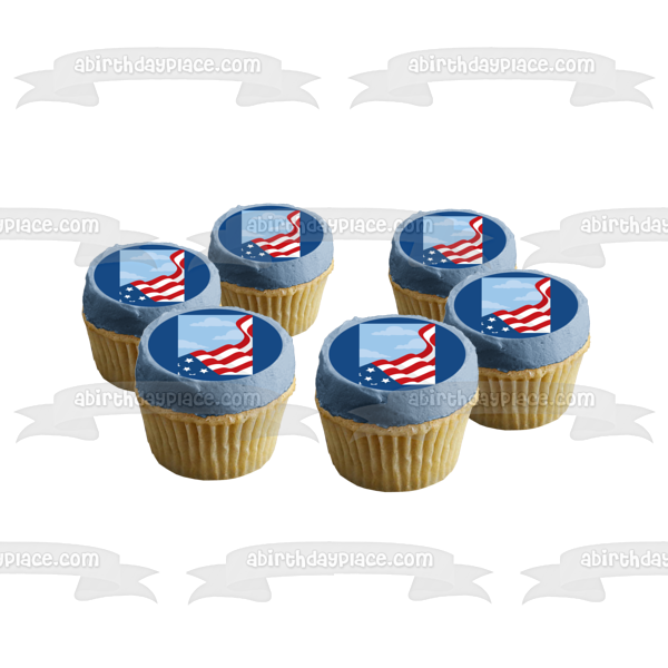 The American Flag Waving In the Sky Edible Cake Topper Image ABPID13209