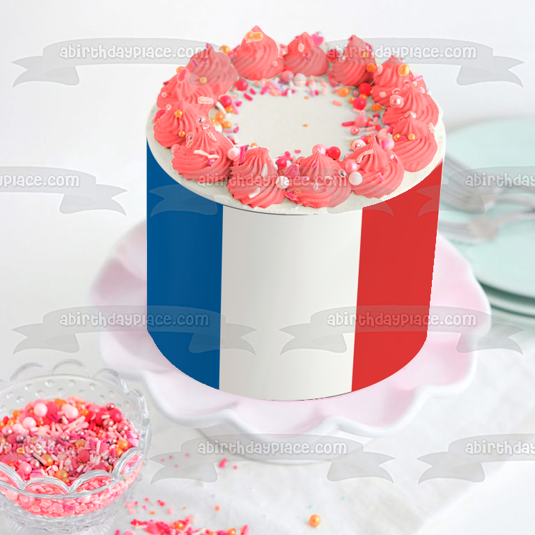 Bandera de Francia Azul Blanco Rojo Francés Tricolor Decoración comestible para tarta Imagen ABPID13217