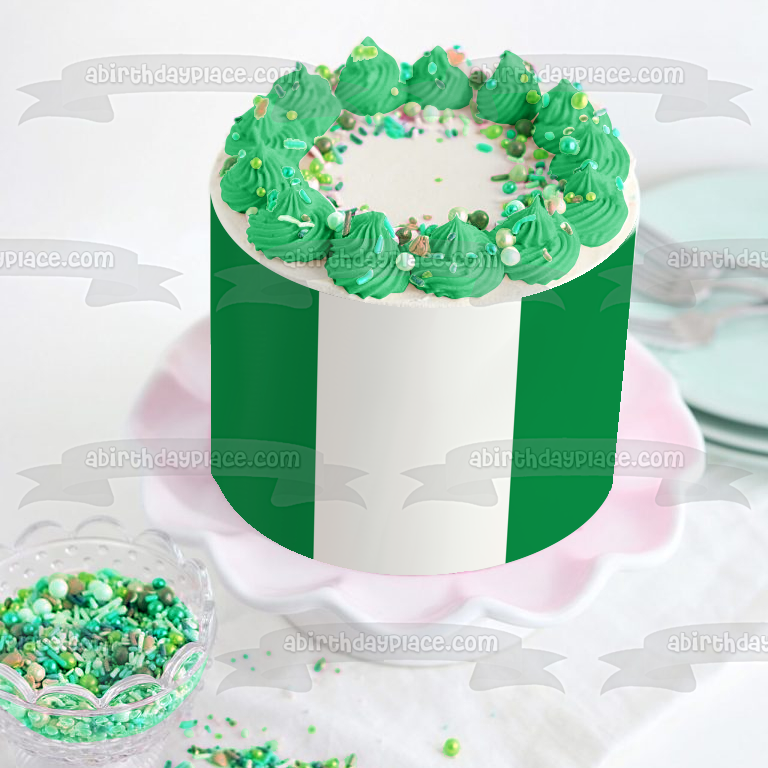 Bandera de Nigeria con rayas blancas y verdes, decoración comestible para tarta, imagen ABPID13334