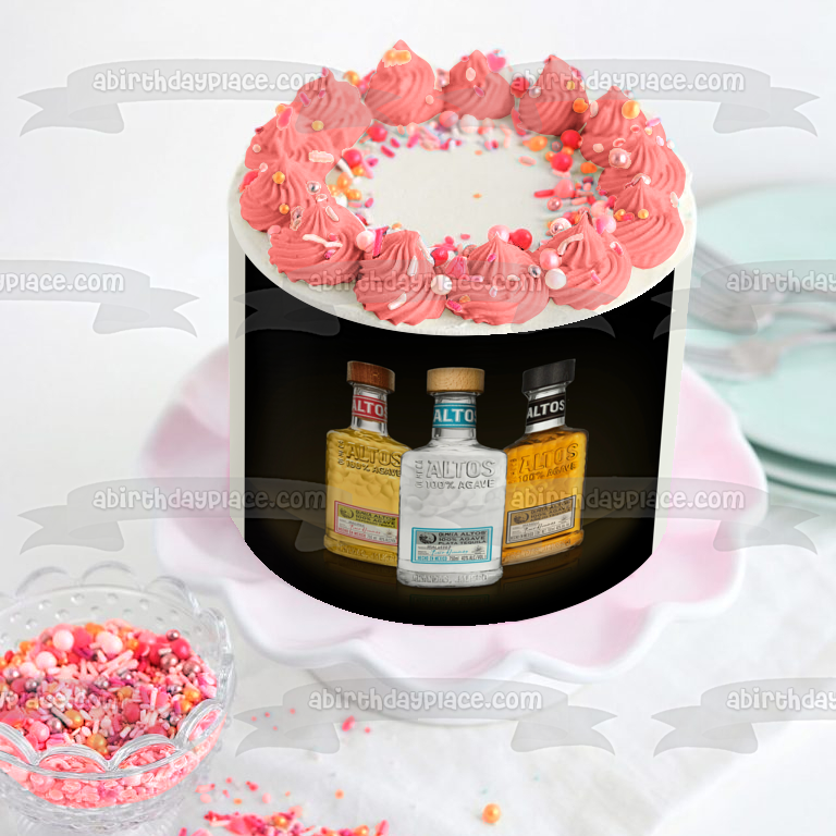 Altos Agave Botellas de tequila surtidas Adorno comestible para tarta Imagen ABPID56190