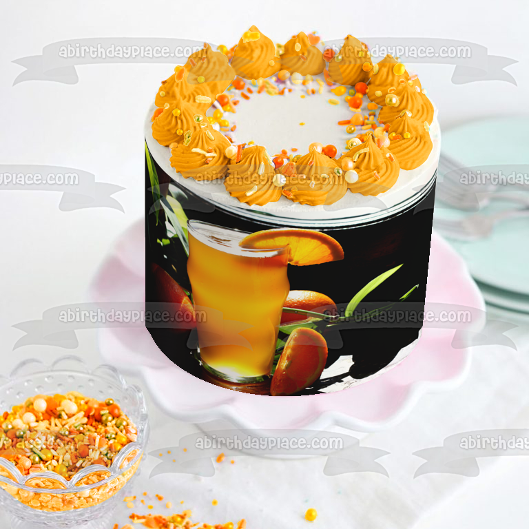 Mixed Drink with Orange Slices Edible Cake Topper Image ABPID56195