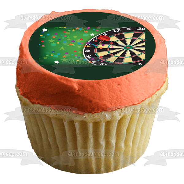 Dart Board Darts Stars Green Background Edible Cake Topper Image ABPID13339