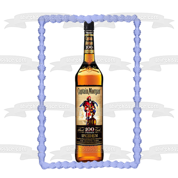 Captain Morgan 100 Proof Rum Bottle Edible Cake Topper Image ABPID56132