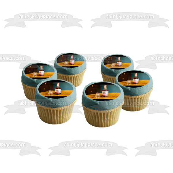 Wild Turkey 101 Bourbon Bottle and Glass Edible Cake Topper Image ABPID56237